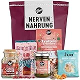 Gepp’s Feinkost Geschenkbox „Nervennahrung“ mit Delikatessen zur Entspannung I Gourmet-Geschenkset mit Pasta, Pesto, Tee, Cashews & veganen Fruchtgummis I Anti-Stress für Abitur, Studenten und Arbeit