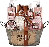 BRUBAKER Cosmetics Bade- und Dusch Set Kokosnuss & Erdbeer Duft - 10-teiliges Geschenkset in Vintage Wanne