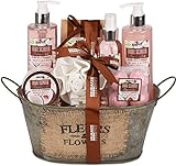 BRUBAKER Cosmetics Bade- und Dusch Set Kokosnuss & Erdbeer Duft - 10-teiliges Geschenkset in Vintage Wanne