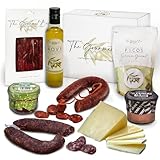 GOURMET BOX | Präsentkorb Spanische Spezialitäten – Tapas | Gourmet Geschenk | Geschenkkorb – Schinken & Salchichon & Chorizo | Spanische Delikatessen | Geschenk für Männer & Frauen | Fresskorb |